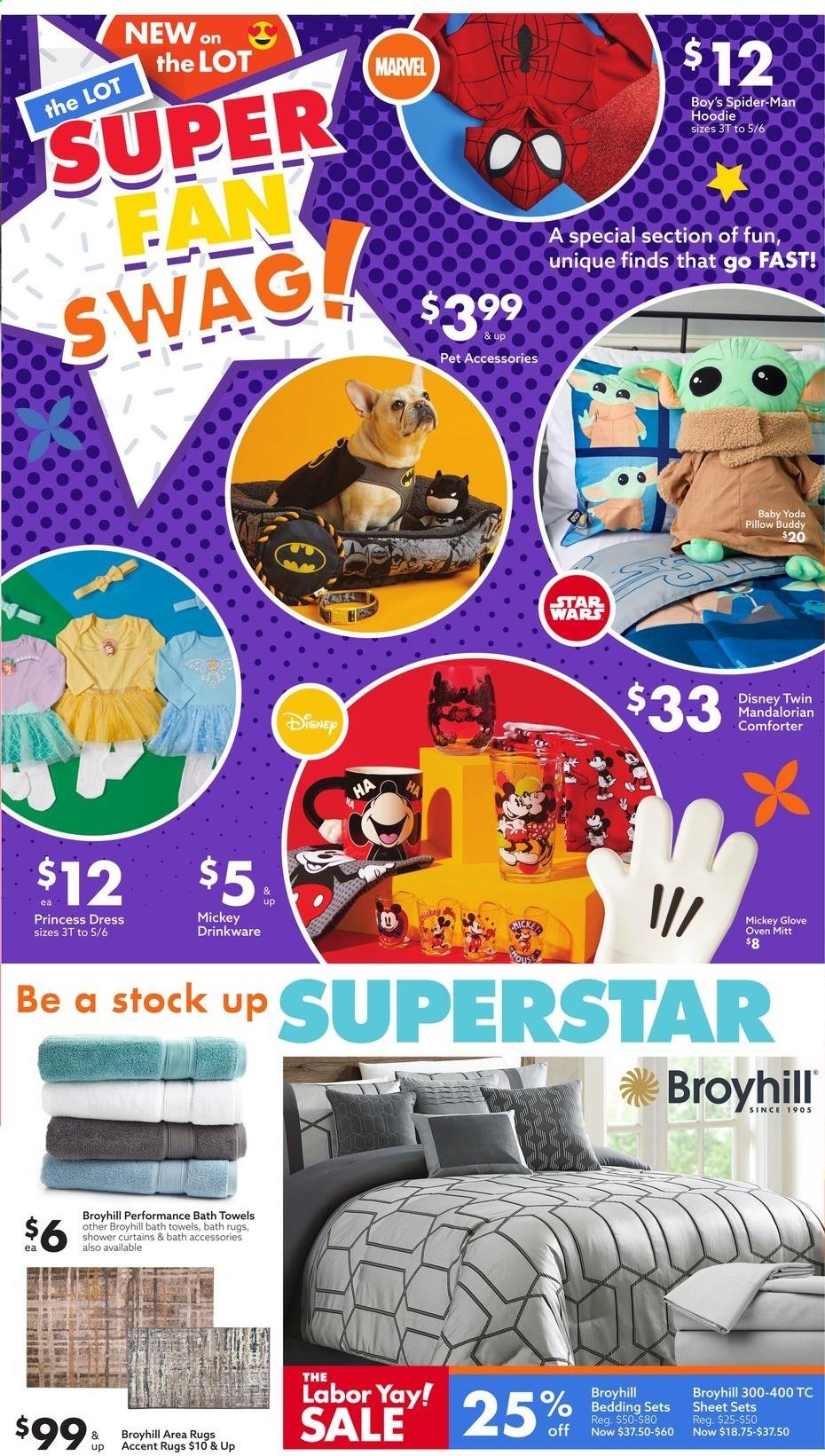 thumbnail - Big Lots Flyer - 08/28/2021 - 09/11/2021 - Sales products - Disney, Mickey Mouse, drinkware, oven mitt, bedding, comforter, pillow, curtain, bath mat, bath towel, towel, dress, hoodie, gloves, princess. Page 3.