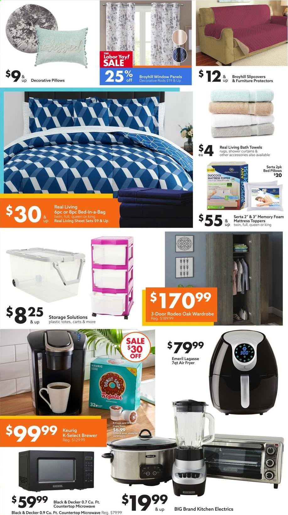 thumbnail - Big Lots Flyer - 08/28/2021 - 09/11/2021 - Sales products - mattress protector, wardrobe, tote, brewer, coffee, coffee capsules, K-Cups, Keurig, Bella, topper, pillow, curtain, bath towel, towel, air fryer, Black & Decker. Page 4.