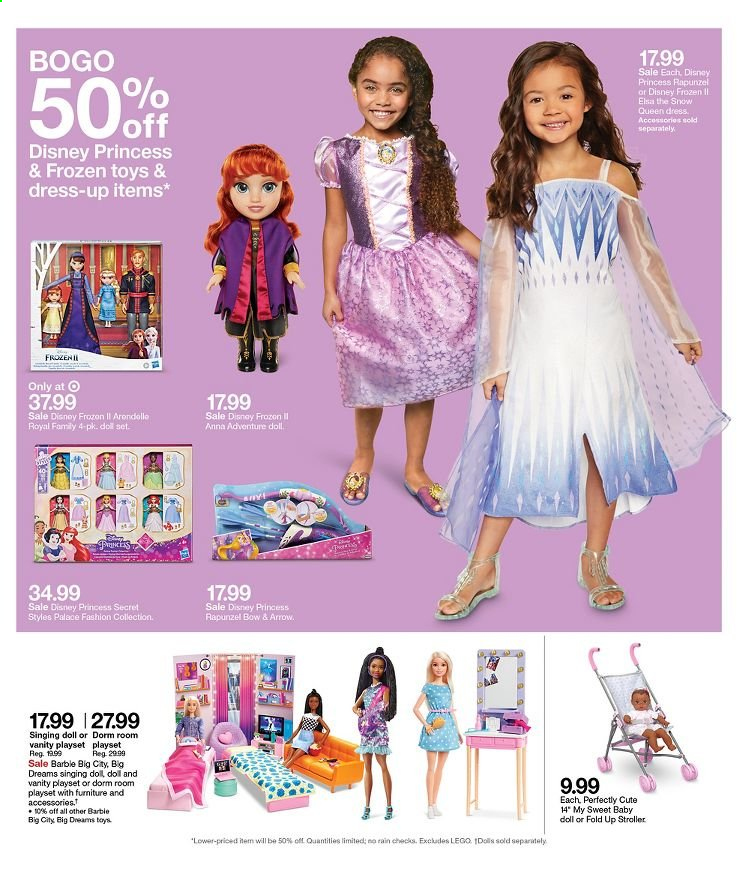 thumbnail - Target Flyer - 08/29/2021 - 09/04/2021 - Sales products - Disney, Barbie, doll, LEGO, play set, princess, baby stroller. Page 17.