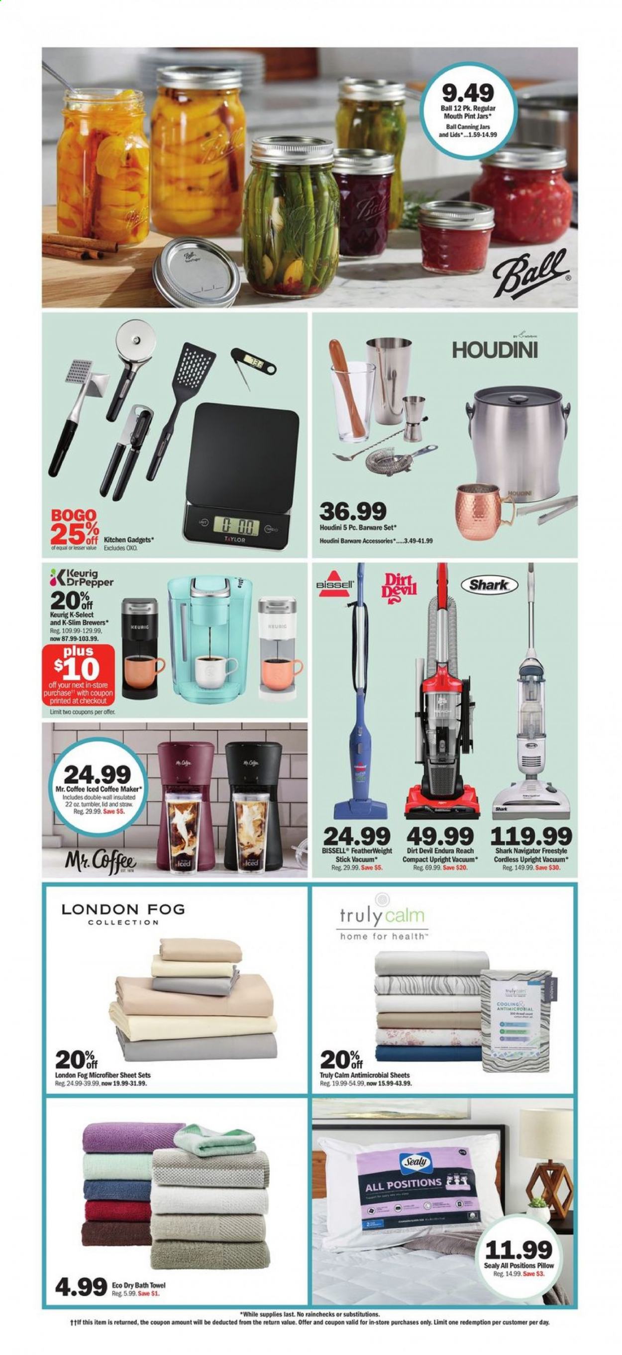 thumbnail - Meijer Flyer - 08/29/2021 - 09/04/2021 - Sales products - brewer, iced coffee, Keurig, TRULY, barware, lid, tumbler, straw, jar, pillow, bath towel, towel, coffee machine, Bissell. Page 28.