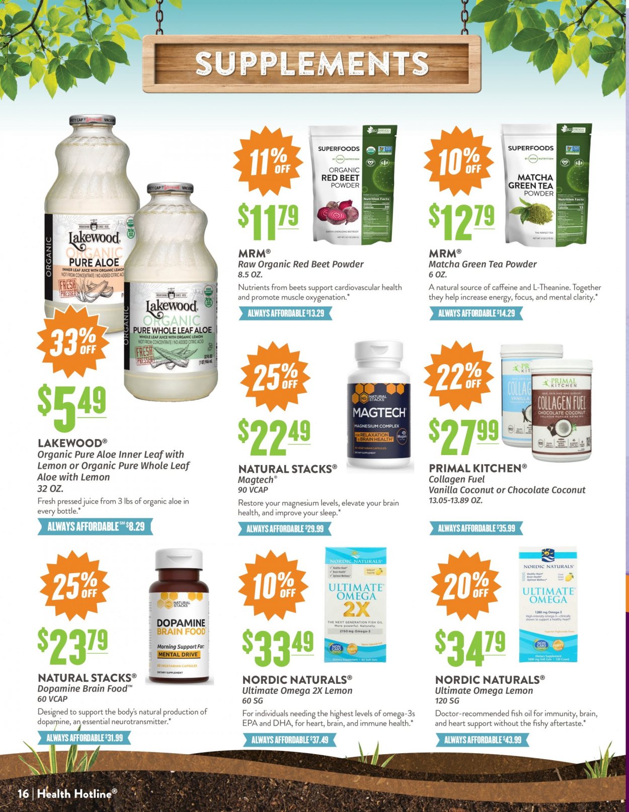 thumbnail - Natural Grocers Flyer - 08/27/2021 - 09/25/2021 - Sales products - coconut, chocolate, chewing gum, oil, juice, green tea, matcha, tea, fish oil, magnesium. Page 16.