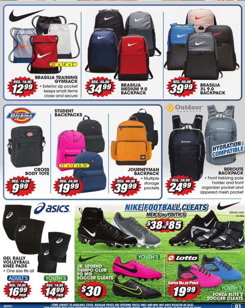 thumbnail - Big 5 Flyer - 08/29/2021 - 09/06/2021 - Sales products - Asics, Nike, cleats, holder, Lotto, gymsack, tote, soccer cleats, knee pads. Page 2.