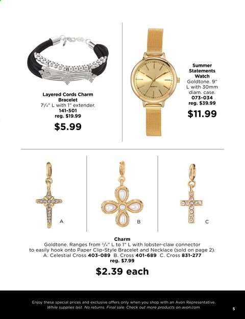 thumbnail - Avon Flyer - 08/31/2021 - 09/27/2021 - Sales products - Avon, paper, bracelet, necklace, watch. Page 5.