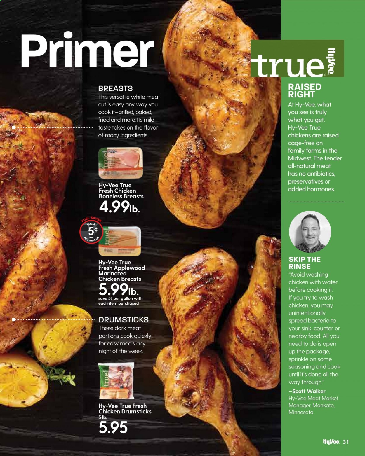 thumbnail - Hy-Vee Flyer - 09/01/2021 - 09/30/2021 - Sales products - Scott, cage free eggs, spice, chicken breasts, chicken drumsticks, marinated chicken. Page 33.