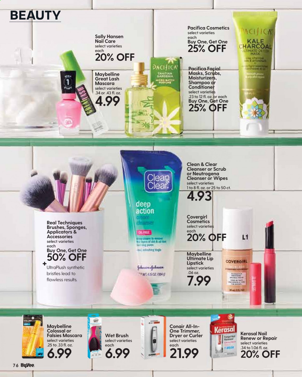 thumbnail - Hy-Vee Flyer - 09/01/2021 - 09/30/2021 - Sales products - wipes, shampoo, cleanser, moisturizer, Neutrogena, Clean & Clear, conditioner, Sally Hansen, trimmer, lipstick, mascara, Maybelline, sponge. Page 78.