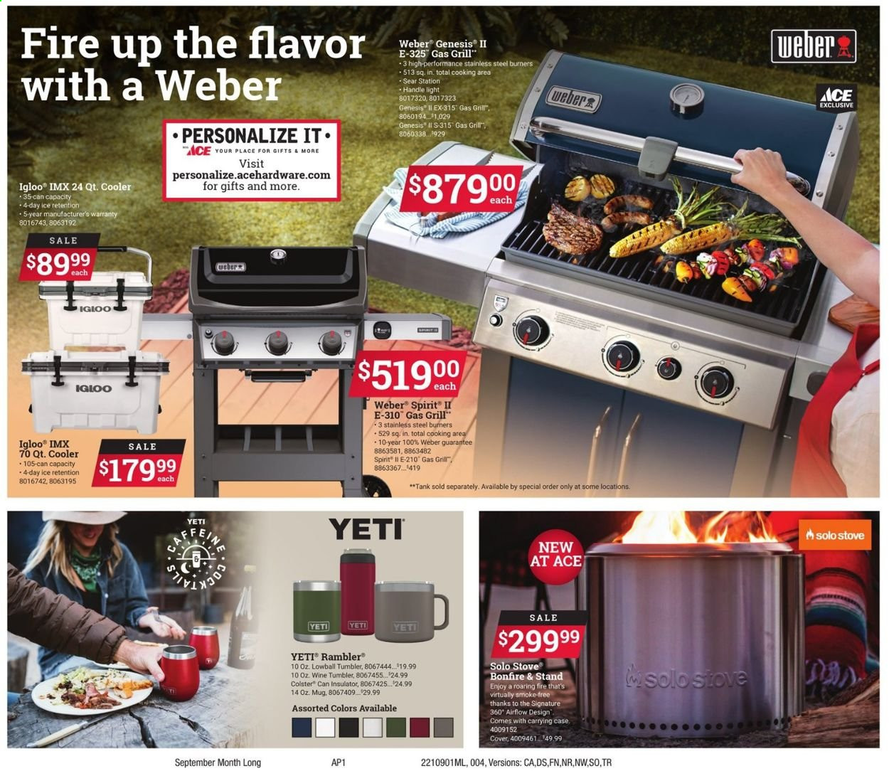 thumbnail - ACE Hardware Flyer - 09/01/2021 - 09/30/2021 - Sales products - mug, tumbler, tank, stove, gas grill, grill, Weber. Page 4.