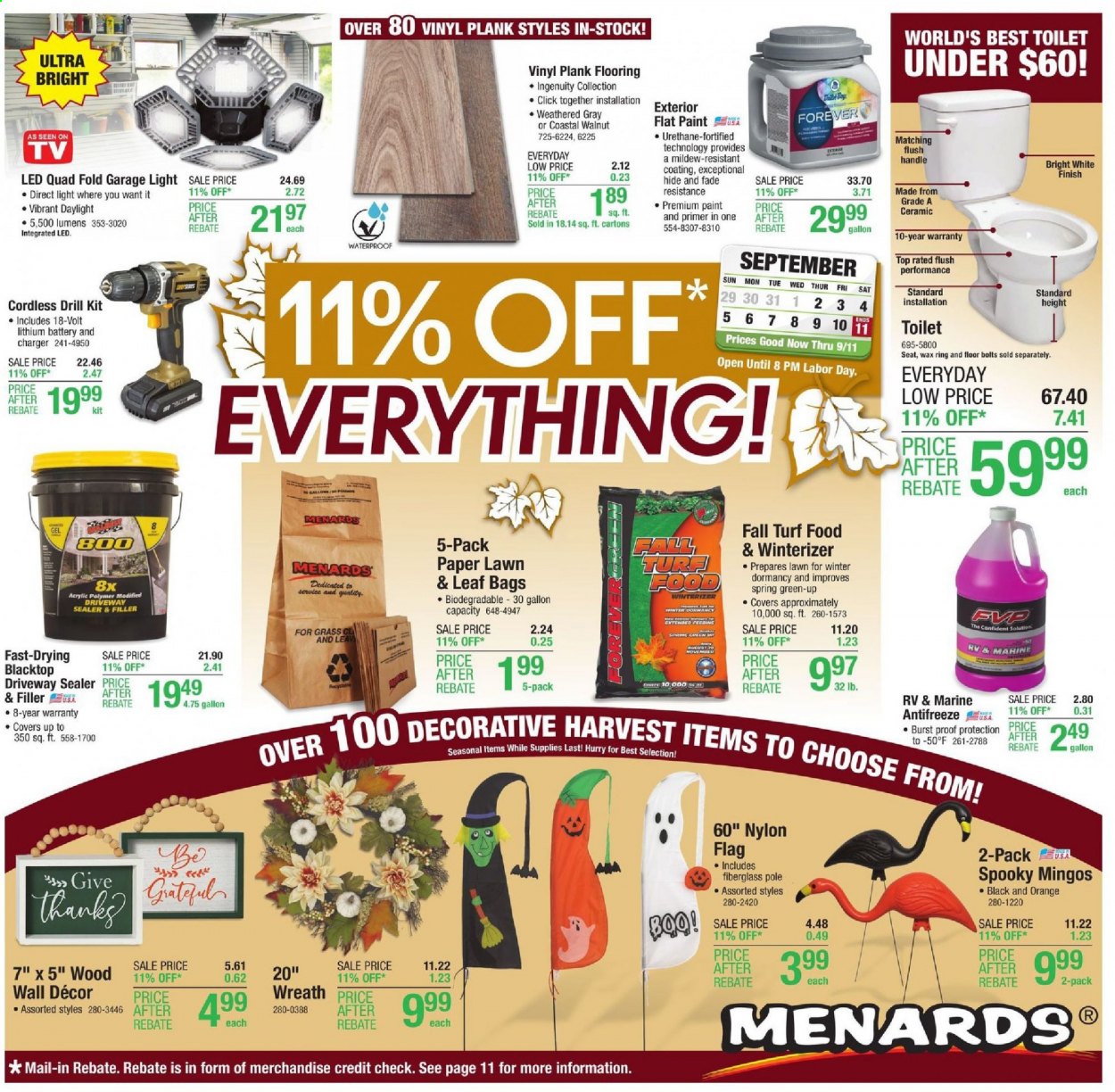 Menards ad - 09/02/2021 - 09/11/2021. Page 1