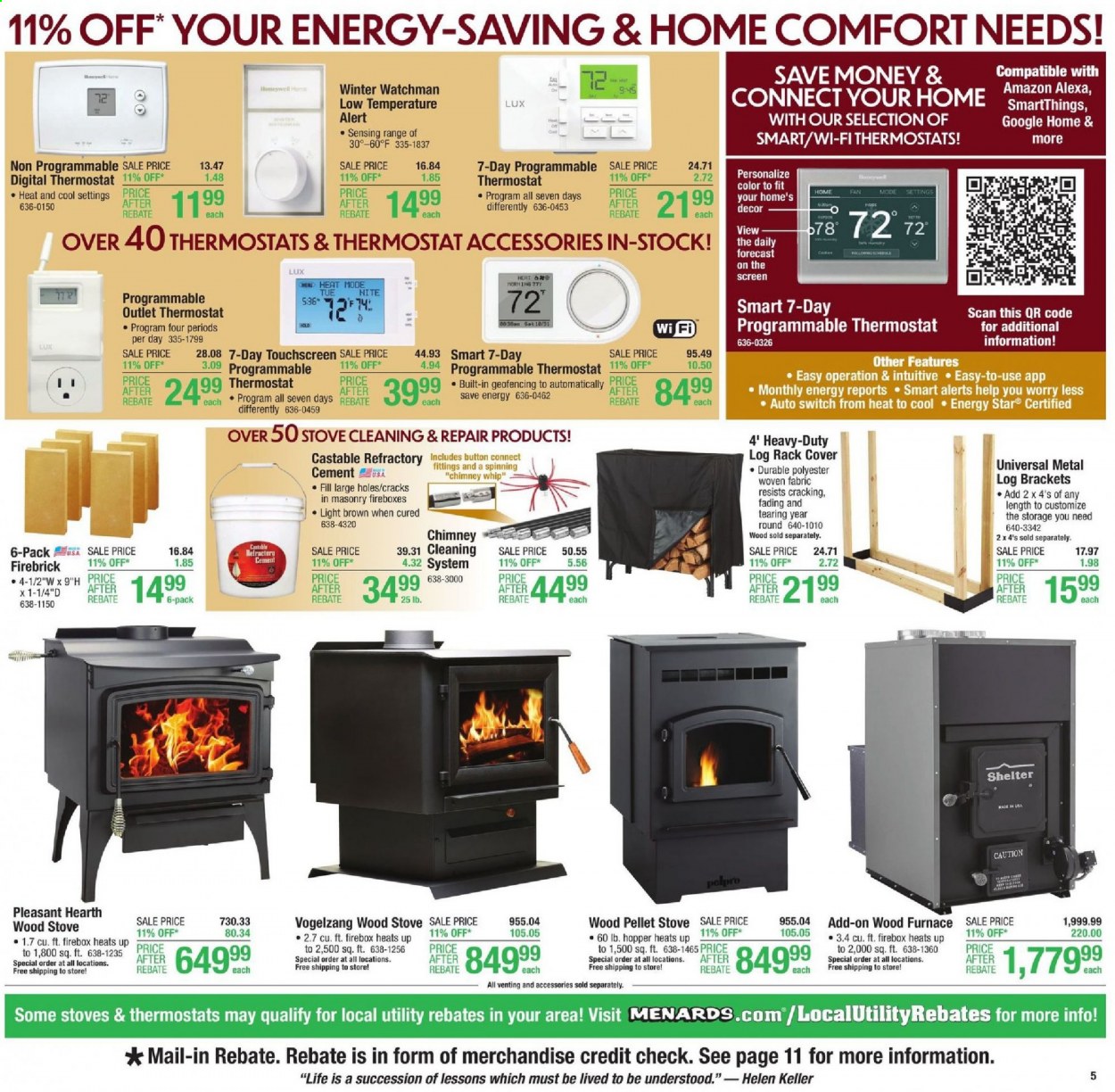 thumbnail - Menards Flyer - 09/02/2021 - 09/11/2021 - Sales products - switch, stove, furnace, firebox. Page 7.