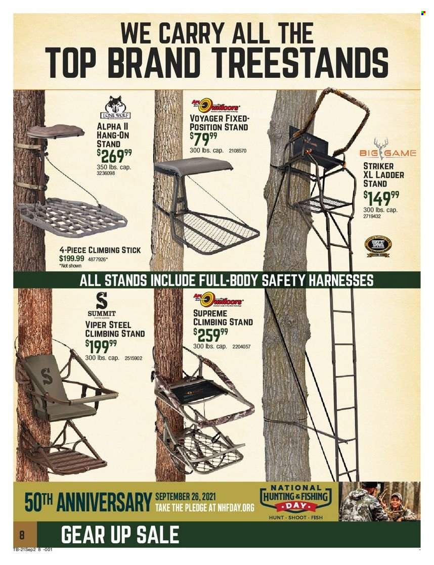 thumbnail - Bass Pro Shops Flyer - 09/09/2021 - 09/22/2021 - Sales products - viper, climbing stick. Page 8.