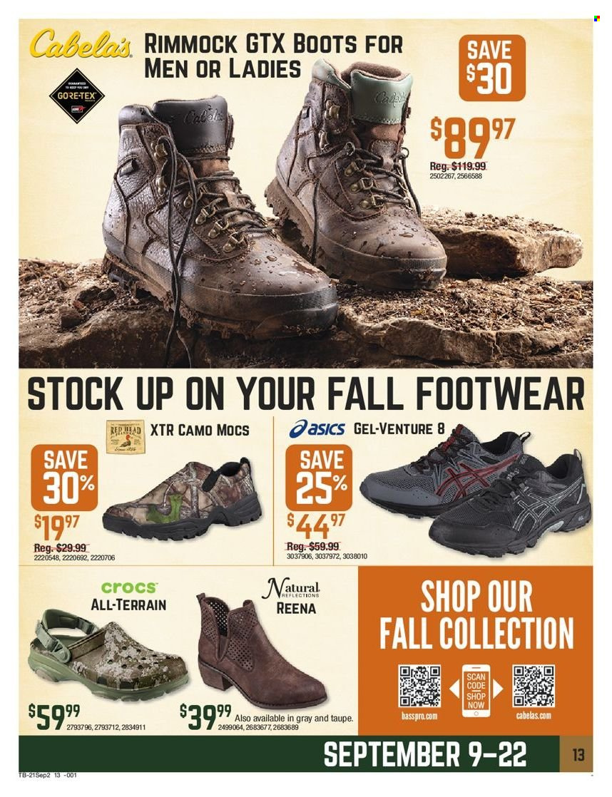 thumbnail - Cabela's Flyer - 09/09/2021 - 09/22/2021 - Sales products - boots, mocs. Page 12.