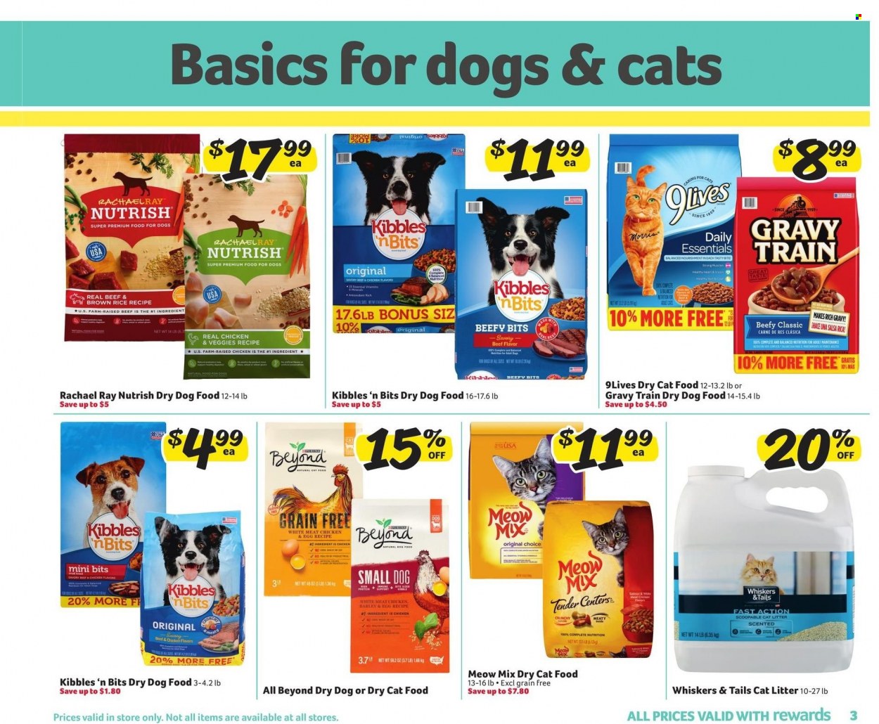 thumbnail - Winn Dixie Flyer - 09/08/2021 - 09/21/2021 - Sales products - eggs, brown rice, salsa, cat litter, animal food, cat food, dog food, 9lives, dry dog food, dry cat food, Meow Mix, Nutrish. Page 3.