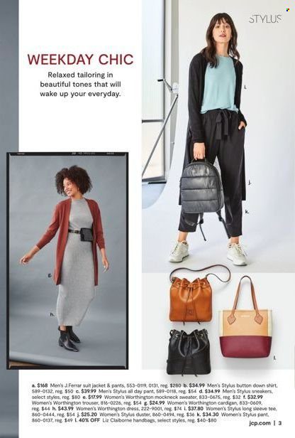 thumbnail - JCPenney Flyer - 09/13/2021 - 09/29/2021 - Sales products - sneakers, jacket, pants, dress, long-sleeve tee, shirt, cardigan, sweater, handbag. Page 6.