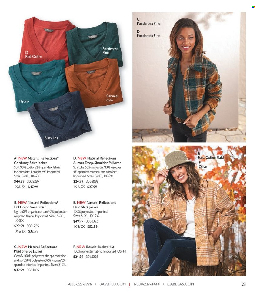 thumbnail - Cabela's Flyer - Sales products - jacket, shirt, sherpa, sweatshirt, pullover, hat, bucket hat. Page 23.