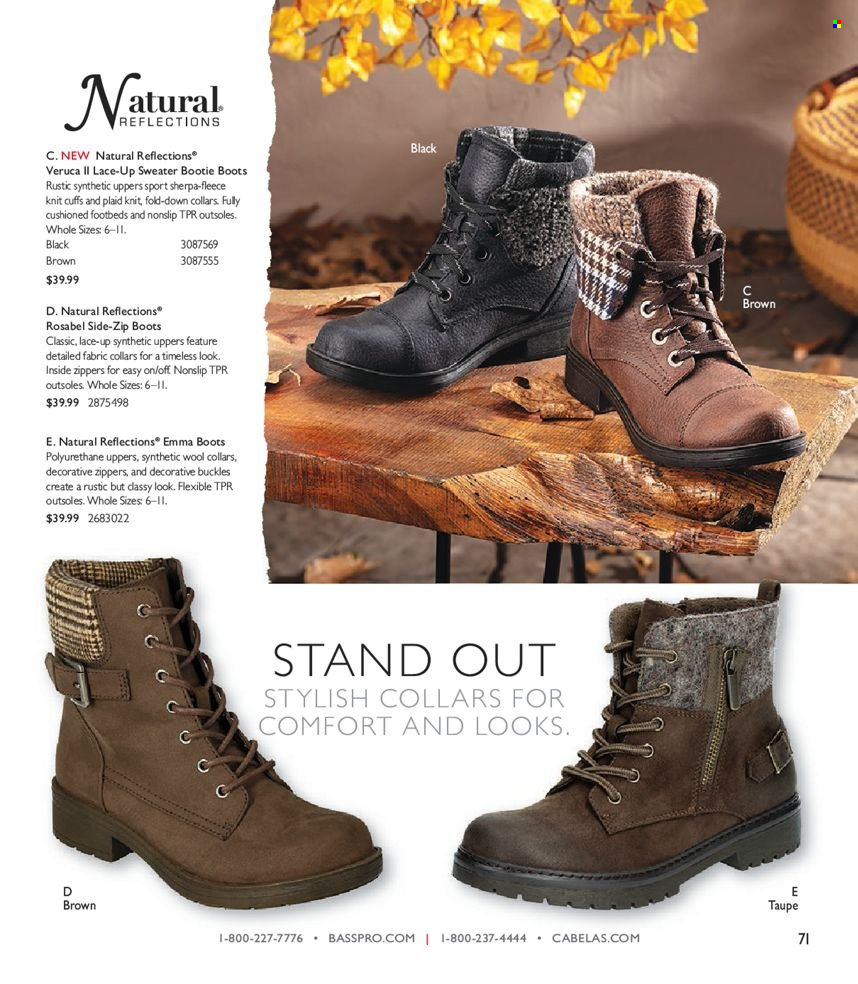 thumbnail - Cabela's Flyer - Sales products - boots, sherpa, sweater. Page 71.