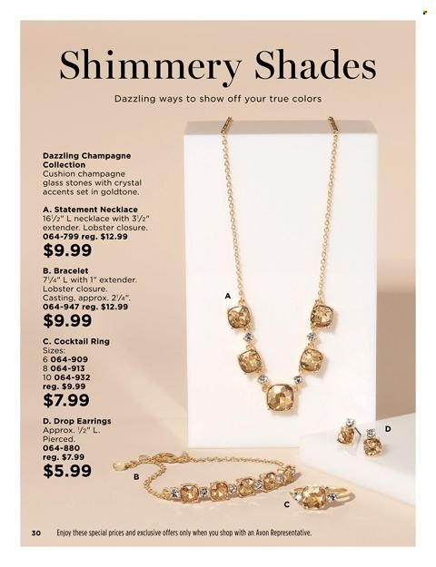 thumbnail - Avon Flyer - 09/14/2021 - 09/27/2021 - Sales products - Avon, bracelet, earrings, necklace, shades. Page 30.
