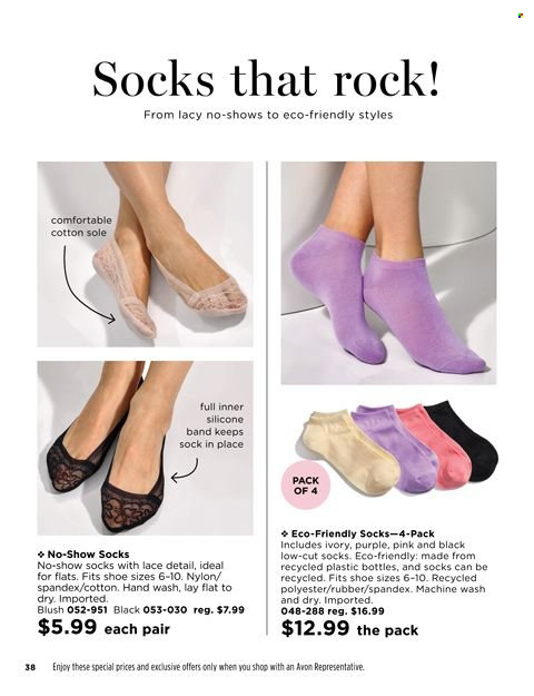 thumbnail - Avon Flyer - 09/14/2021 - 09/27/2021 - Sales products - Avon, hand wash, eraser, socks, no-show socks. Page 38.