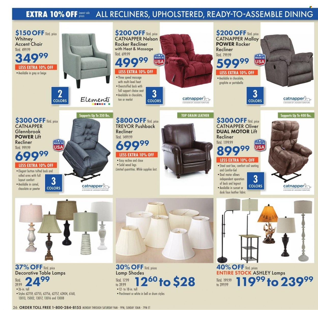 thumbnail - Boscov's Flyer - 09/16/2021 - 09/29/2021 - Sales products - chocolate, table, chair, accent chair, recliner chair, lamp, shades. Page 27.
