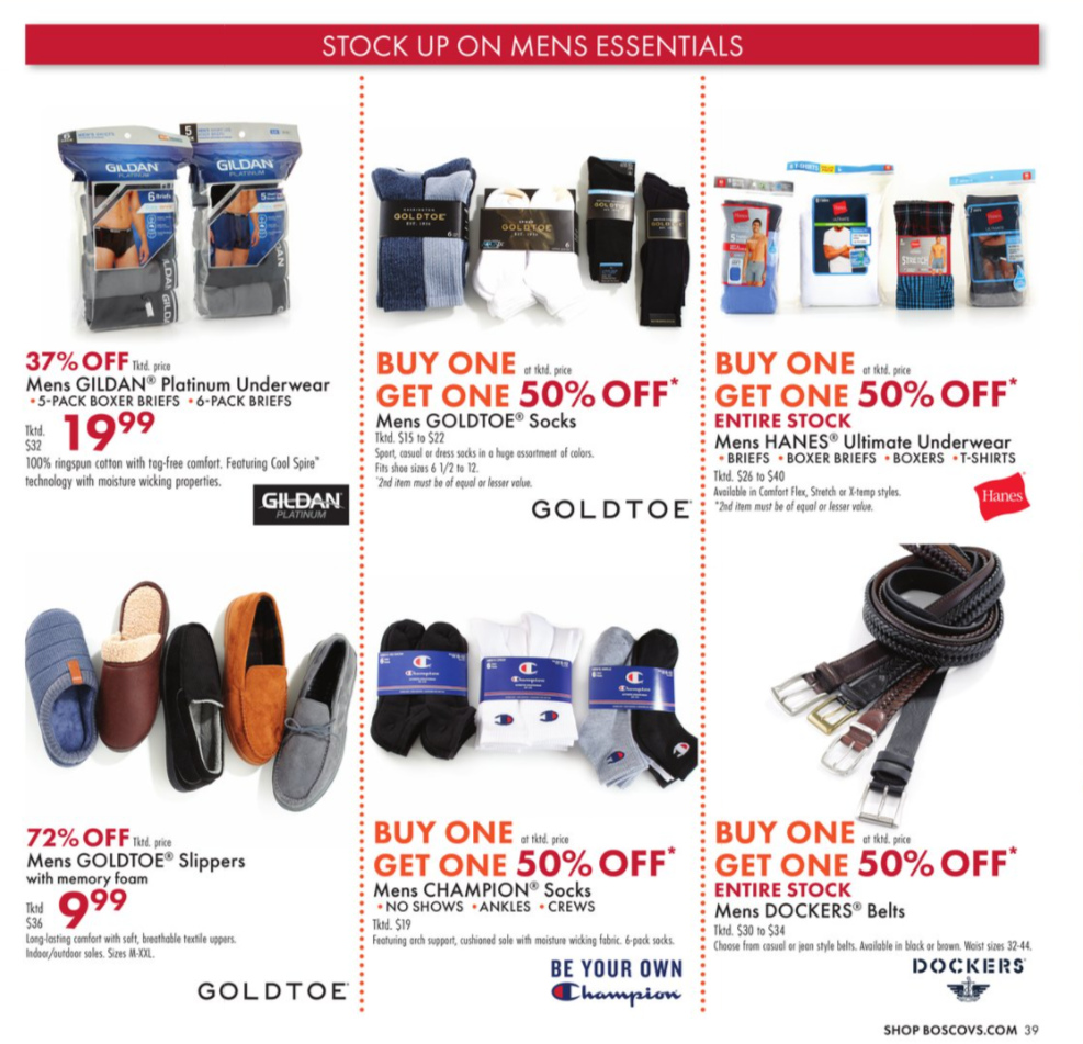 thumbnail - Boscov's Flyer - 09/16/2021 - 09/29/2021 - Sales products - slippers, Champion®, dress, t-shirt, socks, underwear, briefs. Page 40.