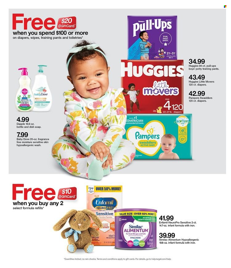 thumbnail - Target Flyer - 09/19/2021 - 09/25/2021 - Sales products - Enfamil, Similac, wipes, Huggies, Pampers, pants, nappies, baby pants, Dove, soap, fragrance, iron, hat, bra. Page 8.