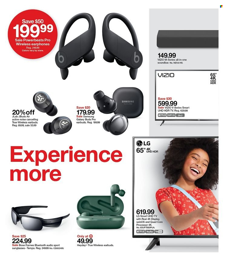 thumbnail - Target Flyer - 09/19/2021 - 09/25/2021 - Sales products - LG, webos, Vizio, Samsung Galaxy, Samsung, BOSE, sound bar, earbuds, sunglasses. Page 19.