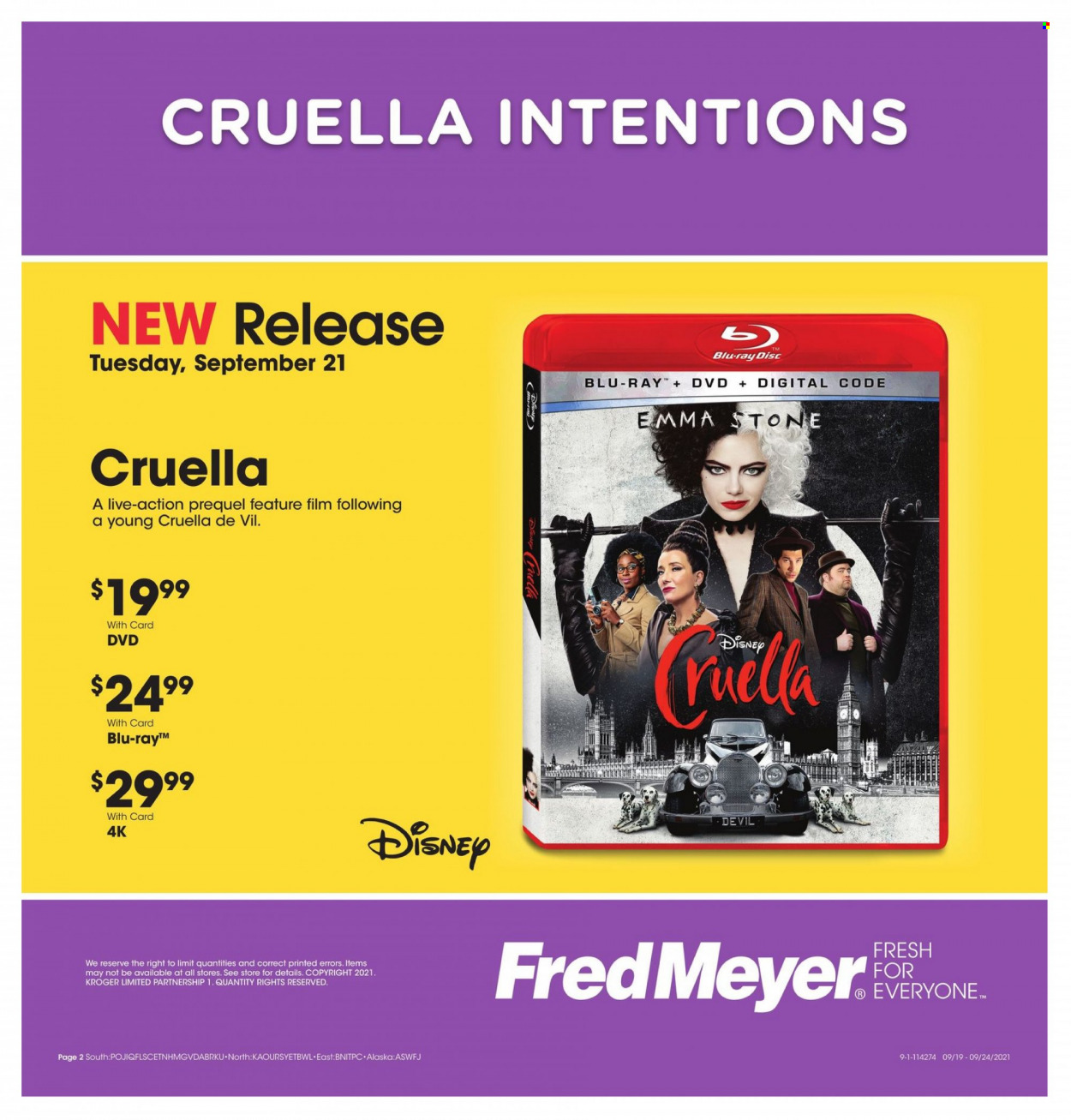 thumbnail - Fred Meyer Flyer - 09/19/2021 - 09/24/2021 - Sales products - Disney, DVD, Blu-ray. Page 2.