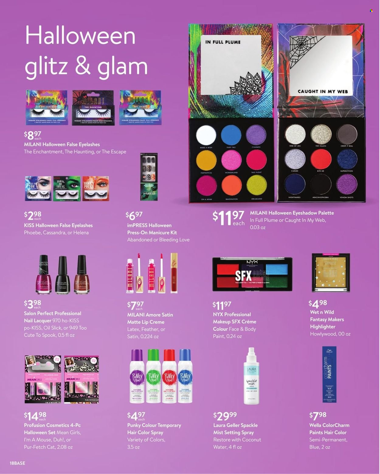 thumbnail - Walmart Flyer - 09/29/2021 - 10/31/2021 - Sales products - oil, NYX Cosmetics, Palette, hair color, eyelashes, manicure, manicure tool, mouse. Page 18.