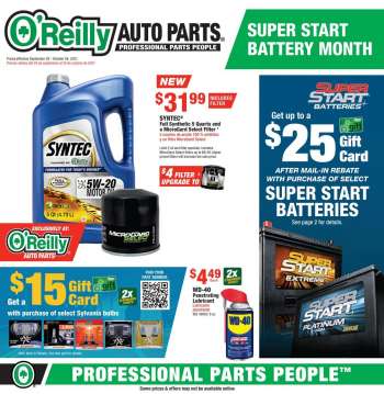 O'Reilly Auto Parts Flyer - 09/29/2021 - 10/26/2021.