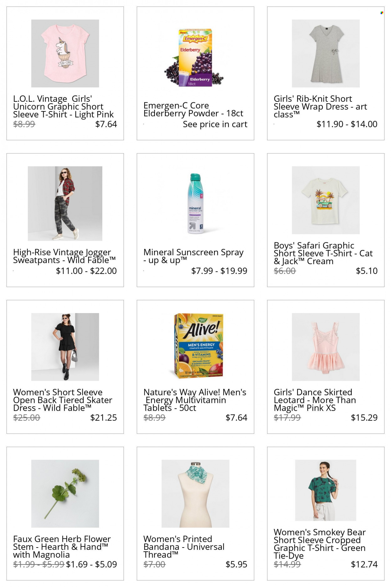 thumbnail - Target Flyer - Sales products - herbs, dress, t-shirt, sweatpants, multivitamin, Emergen-C, Alive!. Page 4.