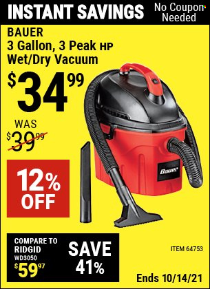 thumbnail - Harbor Freight Flyer - 09/30/2021 - 10/14/2021 - Sales products - gallon, vacuum cleaner, Ridgid. Page 97.