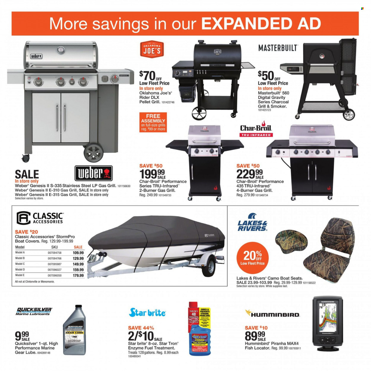 thumbnail - Fleet Farm Flyer - 10/01/2021 - 10/09/2021 - Sales products - Brite, gas grill, grill, Masterbuilt, smoker, Weber, pellet grill, fuel supplement, Quicksilver Marine Lubricants. Page 30.