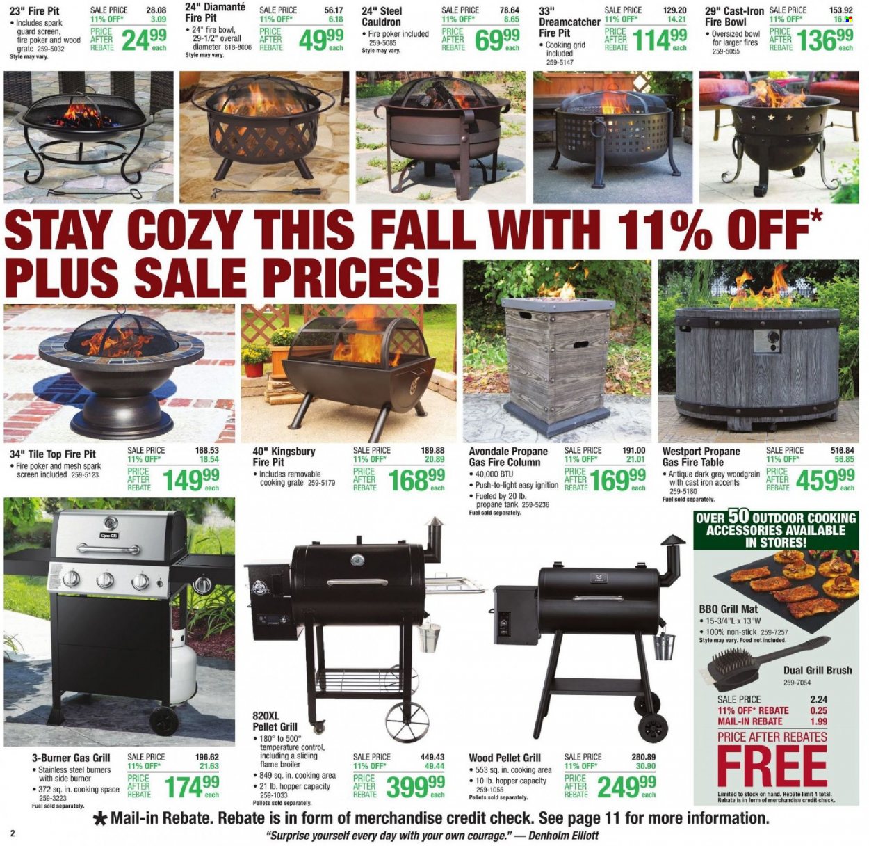 thumbnail - Menards Flyer - 09/30/2021 - 10/09/2021 - Sales products - tank, table, propane tank, gas grill, grill, pellet grill, fire bowl. Page 2.