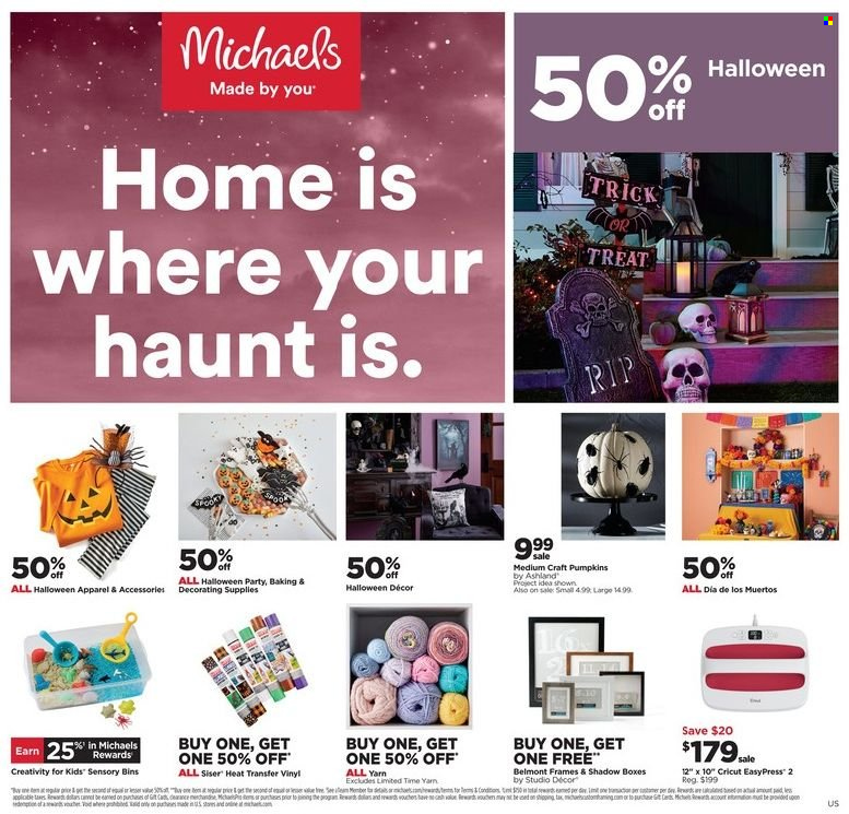 thumbnail - Michaels Flyer - 10/03/2021 - 10/09/2021 - Sales products - Halloween. Page 1.
