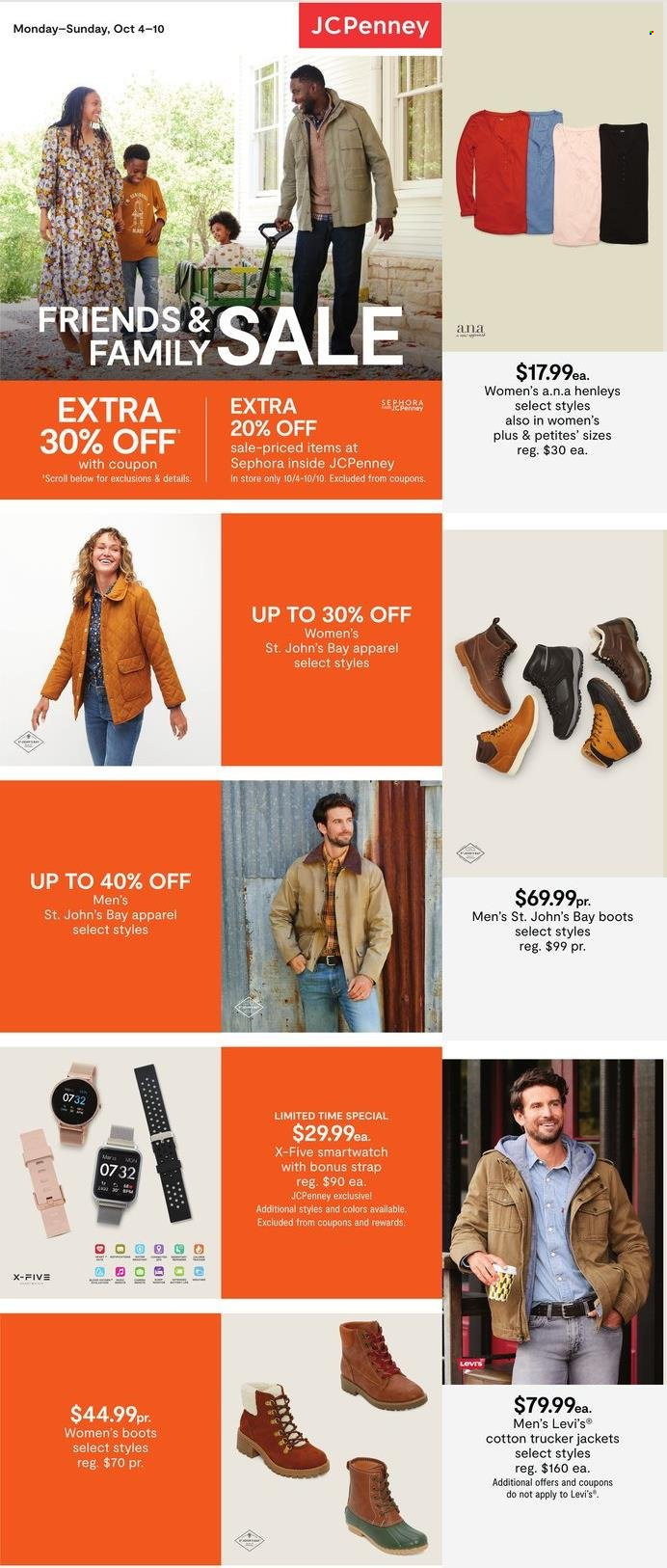 thumbnail - JCPenney Flyer - 10/04/2021 - 10/10/2021 - Sales products - boots, jacket, Levi's. Page 1.