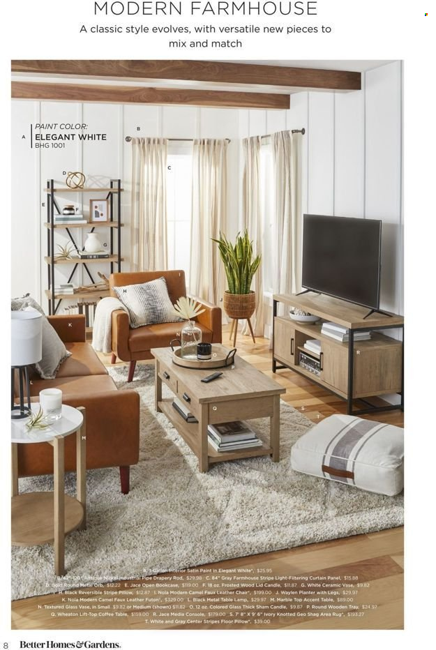 thumbnail - Walmart Flyer - 10/11/2021 - 11/10/2021 - Sales products - Camel, lid, tray, candle, pillow, curtain, pipe, chair, coffee table, media console, bookcase, vase, paint, lamp, table lamp. Page 8.