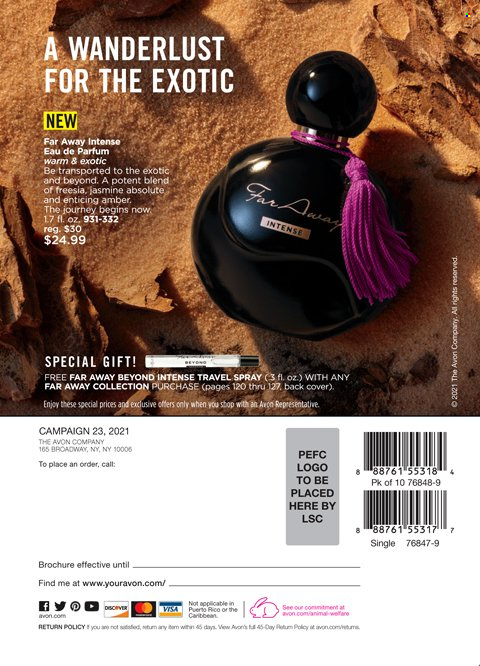 thumbnail - Avon Flyer - 10/12/2021 - 10/25/2021 - Sales products - Avon, Absolute, eau de parfum, far away, travel spray. Page 226.