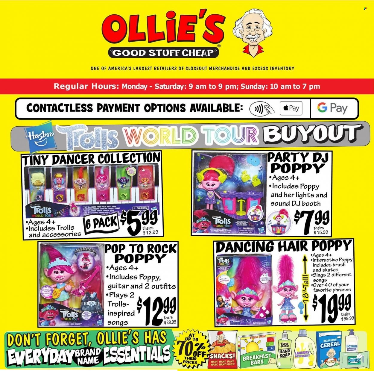 thumbnail - Ollie's Bargain Outlet Flyer - 10/14/2021 - 10/20/2021 - Sales products - hand soap, soap, Hasbro, guitar. Page 1.