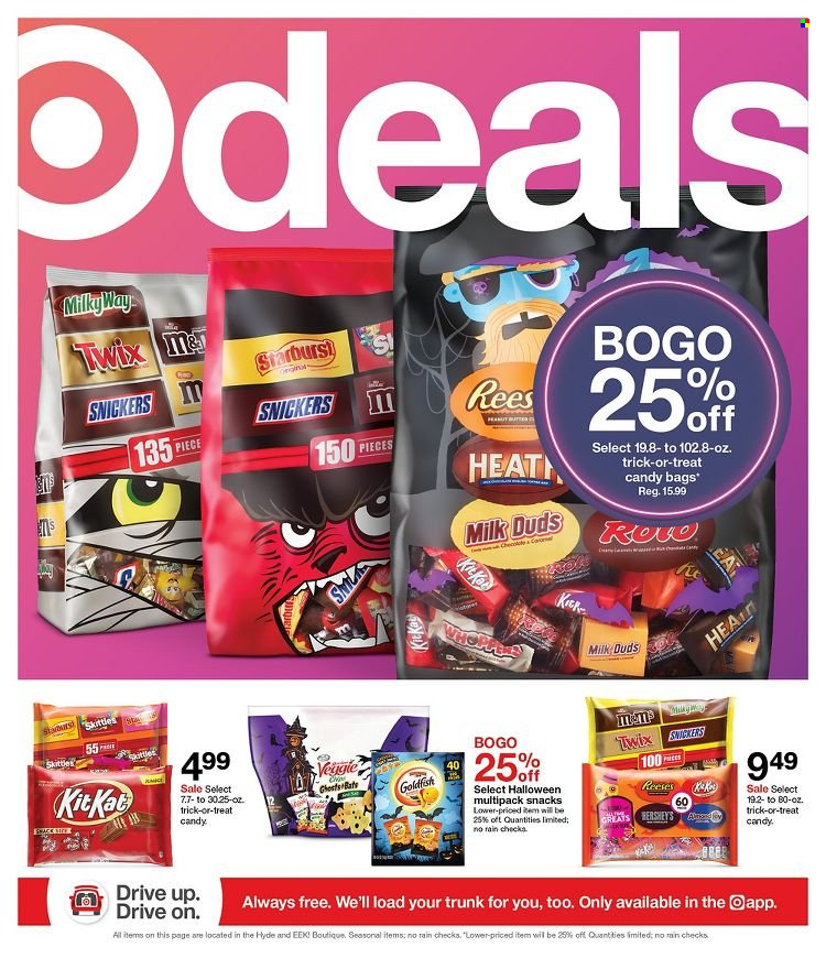 thumbnail - Target Flyer - 10/17/2021 - 10/23/2021 - Sales products - Reese's, Hershey's, snack, Milk Duds, Milky Way, Snickers, Twix, Skittles, Starburst, Halloween. Page 1.