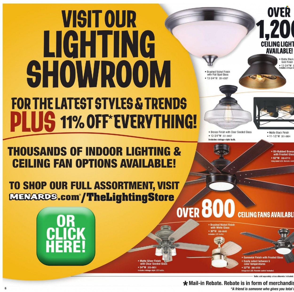thumbnail - Menards Flyer - 10/14/2021 - 10/23/2021 - Sales products - oil, bulb, LED bulb, indoor lighting, ceiling lamp, ceiling fan. Page 9.