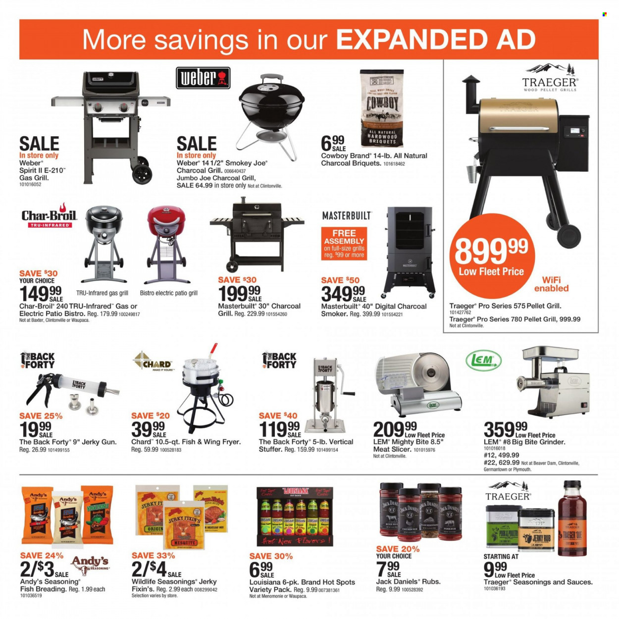 thumbnail - Fleet Farm Flyer - 10/15/2021 - 10/23/2021 - Sales products - Jack Daniel's, spice, slicer, gun, grinder, gas grill, grill, Masterbuilt, smoker, Weber, pellet grill, briquettes, charcoal smoker, chard. Page 3.