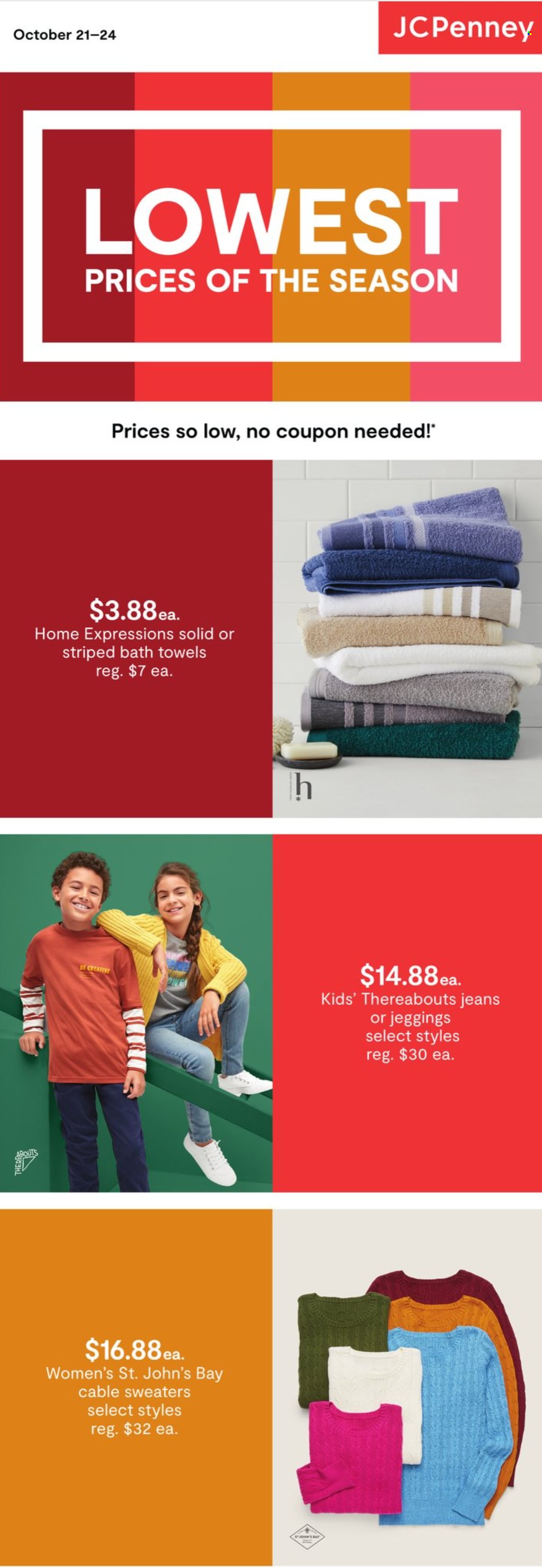 thumbnail - JCPenney Flyer - 10/21/2021 - 10/24/2021 - Sales products - jeans, jeggings. Page 1.