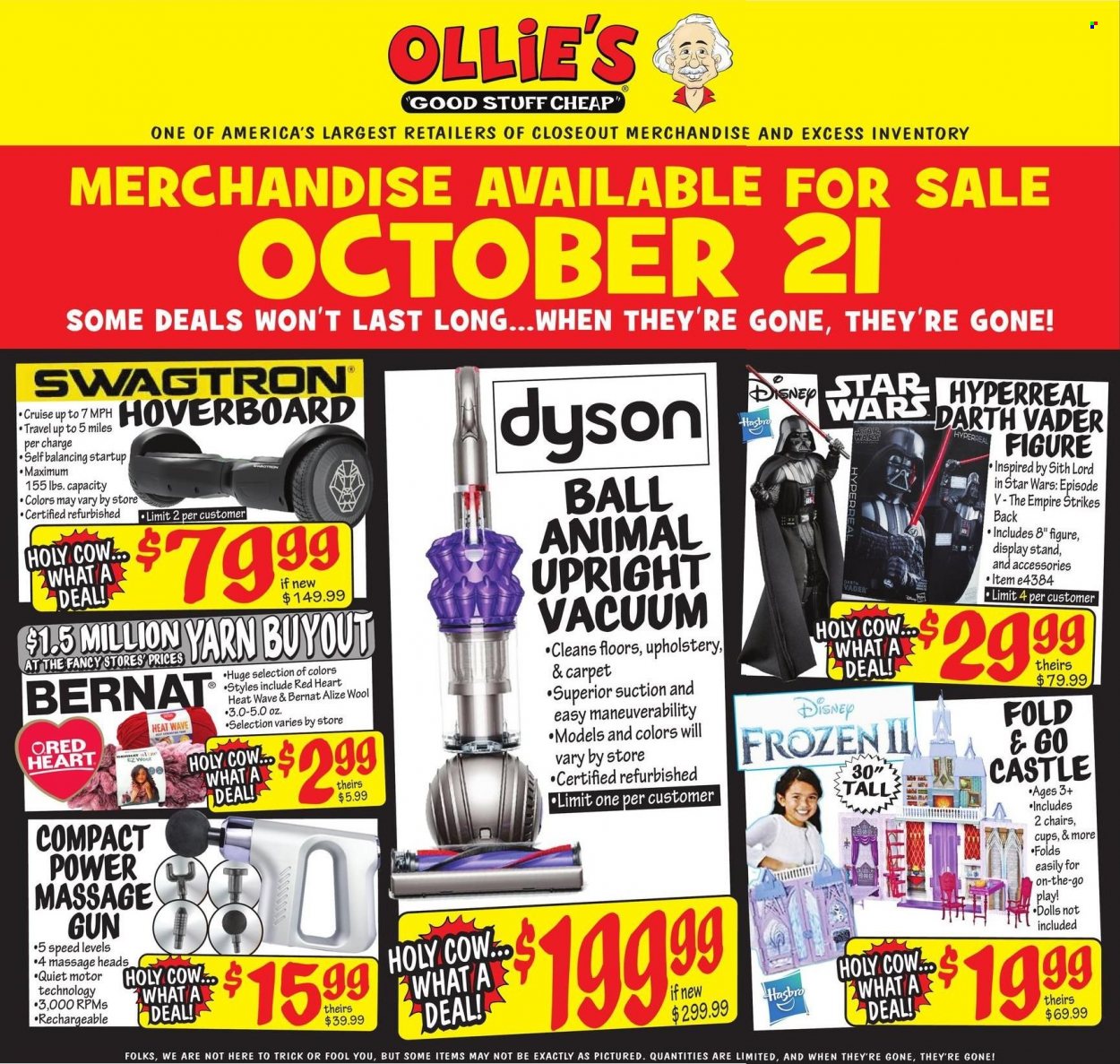 thumbnail - Ollie's Bargain Outlet Flyer - 10/21/2021 - 10/27/2021 - Sales products - cup, Dyson, doll, Hasbro. Page 1.