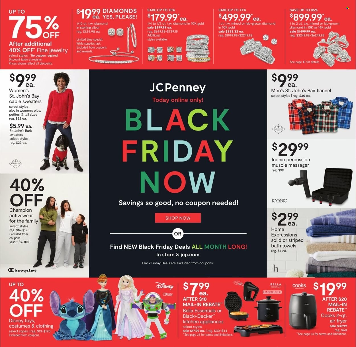 thumbnail - JCPenney Flyer - 11/01/2021 - 11/01/2021 - Sales products - Black & Decker, air fryer, Disney, costume, jewelry. Page 1.