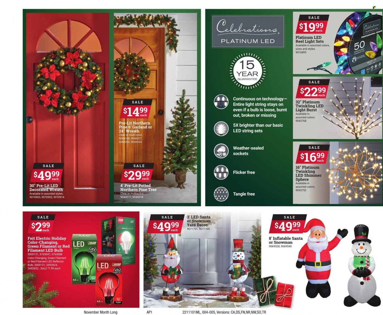 thumbnail - ACE Hardware Flyer - 11/01/2021 - 11/30/2021 - Sales products - Santa, bulb, LED bulb, wreath, garland, reel, LED light, light set, socket, pine tree. Page 4.