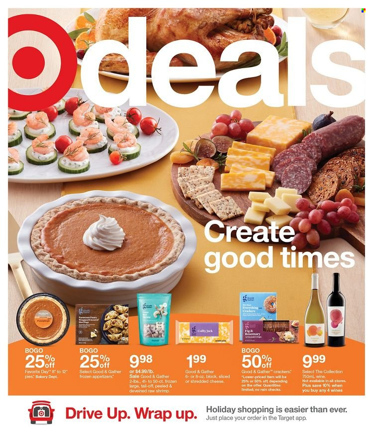thumbnail - Target Flyer - 11/14/2021 - 11/20/2021 - Sales products - shrimps, shredded cheese, crackers, wine, Target. Page 1.
