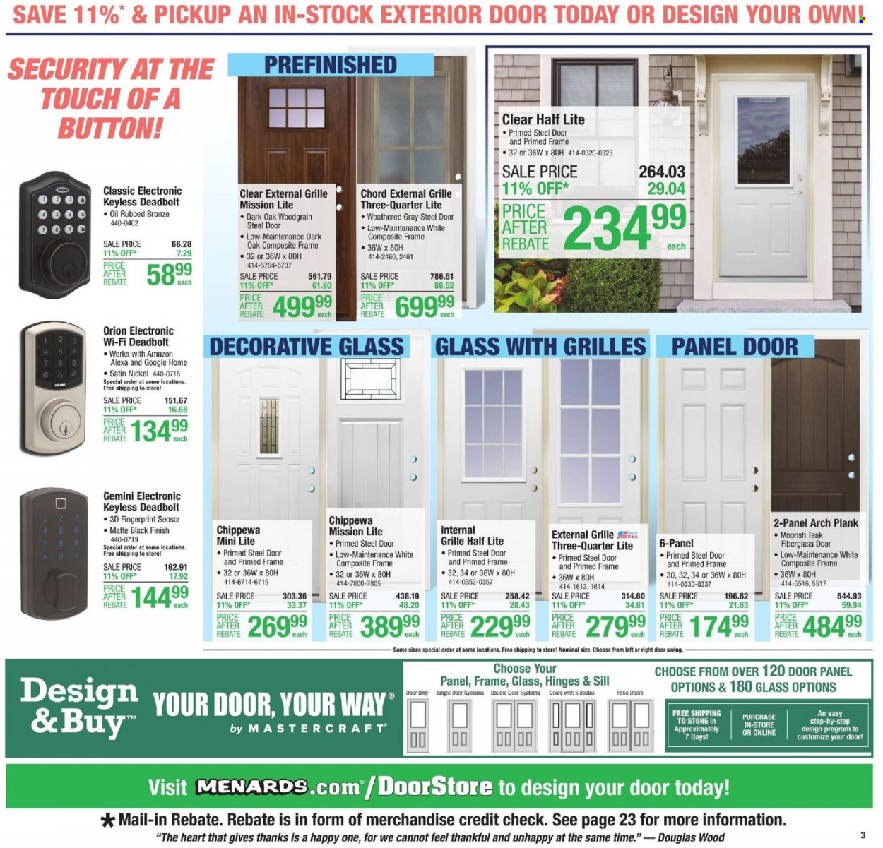 thumbnail - Menards Flyer - 11/11/2021 - 11/24/2021 - Sales products - oil, steel door. Page 3.