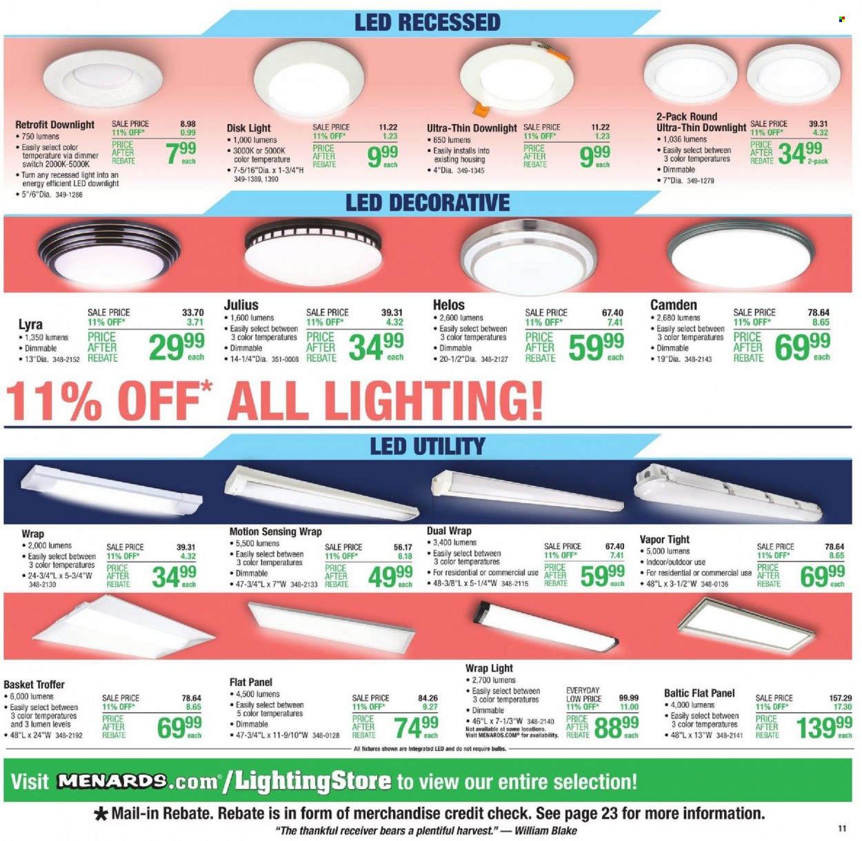 thumbnail - Menards Flyer - 11/11/2021 - 11/24/2021 - Sales products - switch, basket, bulb, lighting, receiver. Page 14.