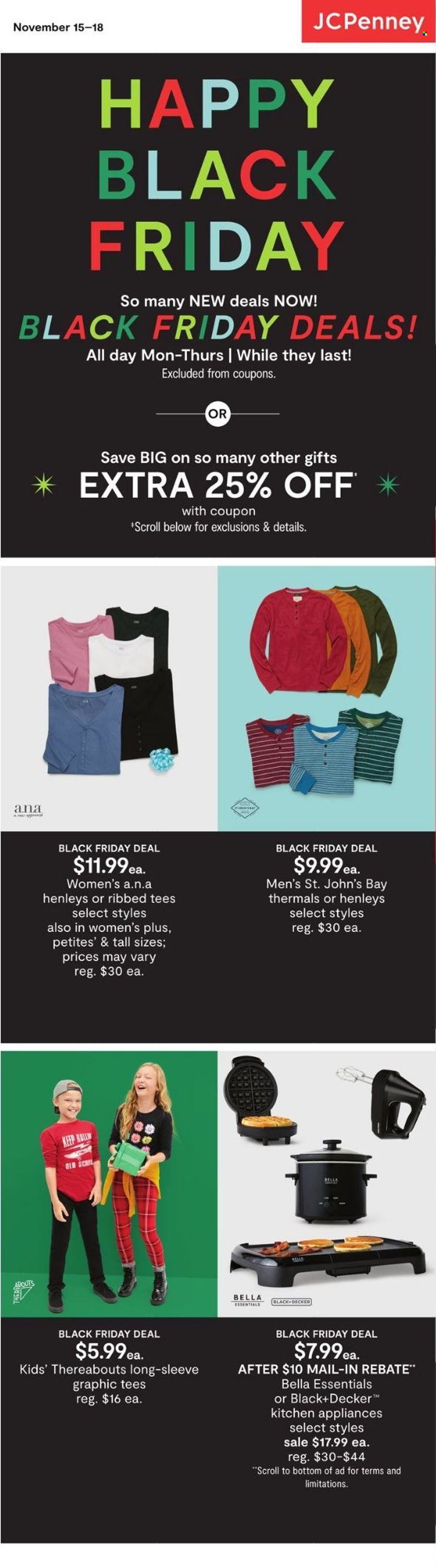 thumbnail - JCPenney Flyer - 11/15/2021 - 11/18/2021 - Sales products - Black & Decker, t-shirt. Page 1.