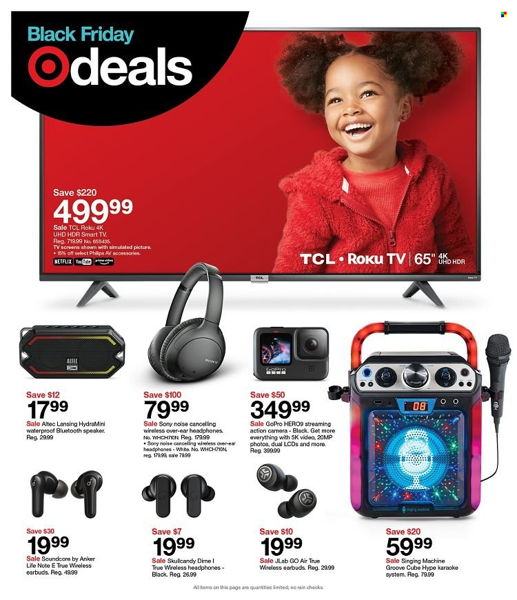 thumbnail - Target Flyer - 11/21/2021 - 11/27/2021 - Sales products - Sony, Anker, TCL, action camera, camera, GoPro, Altec Lansing, speaker, bluetooth speaker, Skullcandy, wireless headphones, headphones, earbuds. Page 41.