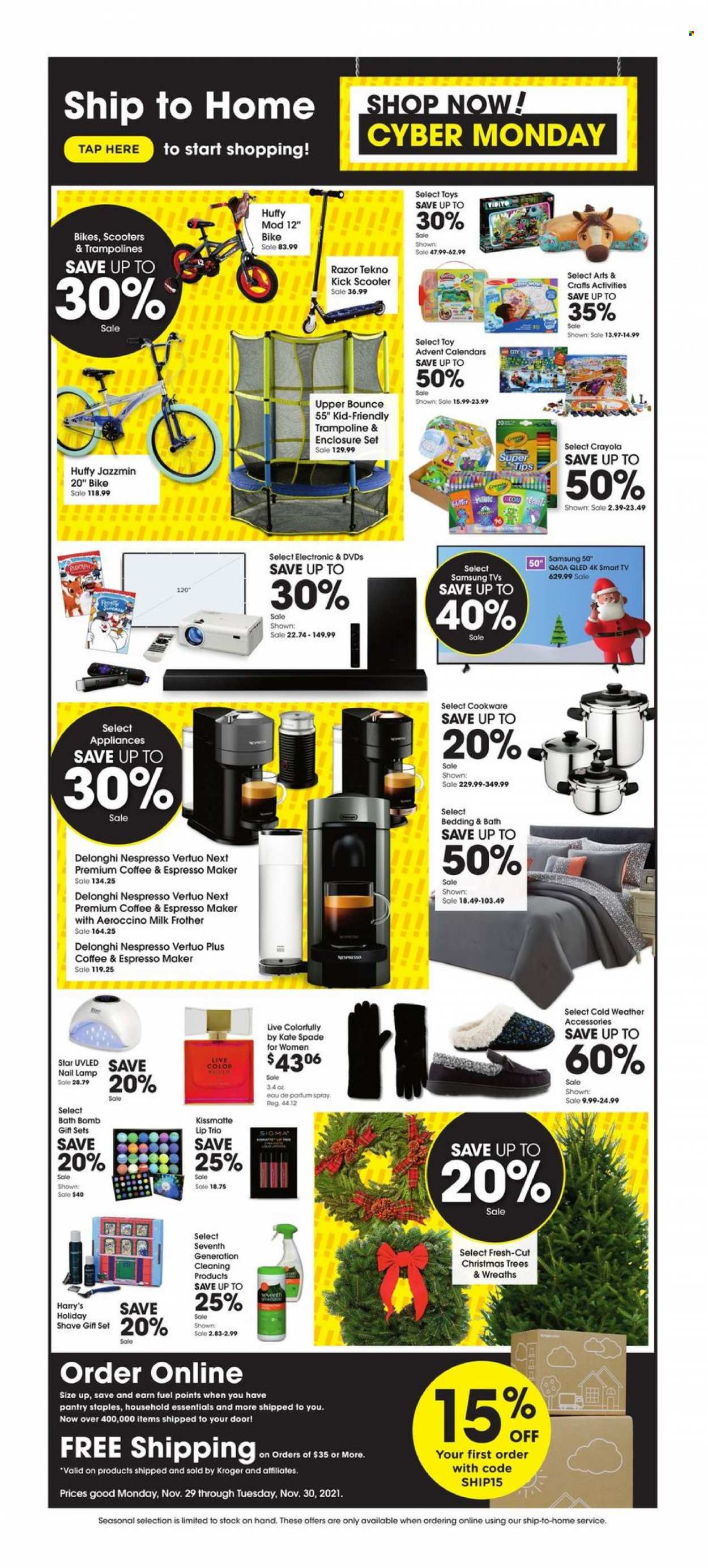thumbnail - Mariano’s Flyer - 11/29/2021 - 11/30/2021 - Sales products - gift set, coffee, Nespresso, Bounce, cookware set, christmas tree, toys. Page 1.