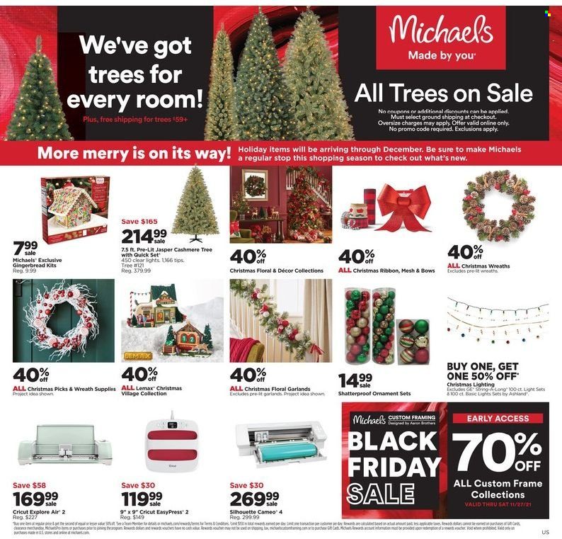 Michaels Flyer - 11/21/2021 - 11/23/2021 - Sales products - wreath, Lemax. Page 1.